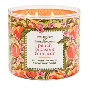 BBW × Vera Bradley Peach Blossom & Nectar 3-Wick Candle Limited Edition